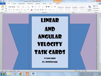 Preview of Linear and Angular Velocity Trig Task Cards