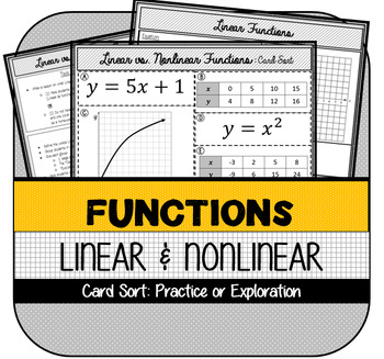 Preview of Linear and Nonlinear Functions Card Sort Activity