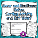 Linear and Nonlinear Functions Notes, Sorting Activity, an