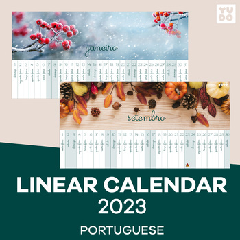 Preview of Montessori Linear calendar 2023 in Portuguese. (North and South Hemisphere)