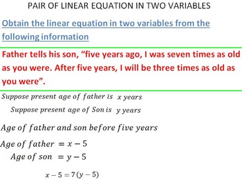 Preview of Linear equations in Two variables