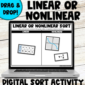 Preview of Linear or Nonlinear Functions Drag & Drop Digital & Printable Sorting Activity