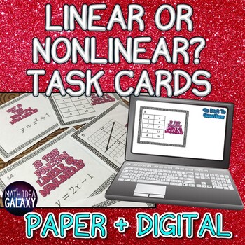 Preview of Linear or Nonlinear Task Cards - Printable & Digital Resource