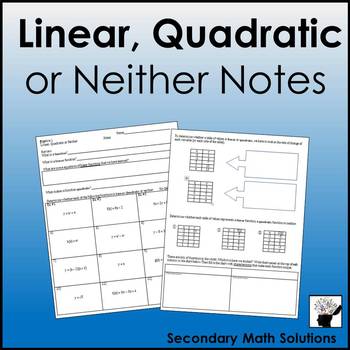 Linear Quadratic Or Neither Notes By Secondary Math Solutions Tpt