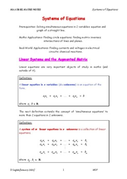 Preview of Linear systems of Equations