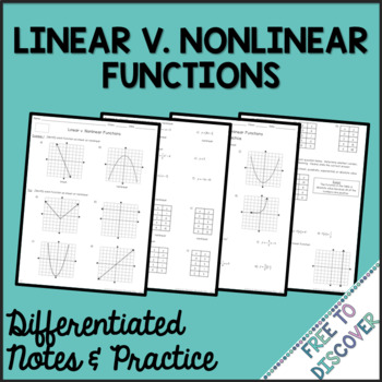 Preview of Linear v Nonlinear Functions Notes and Practice
