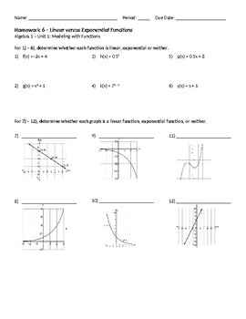 linear versus exponential common core algebra 1 homework answers