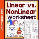 Linear vs Nonlinear Functions Worksheet