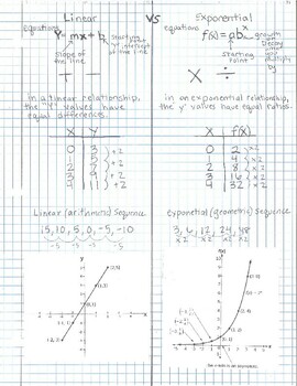 Preview of Linear vs Exponential Comparison Guided Notes
