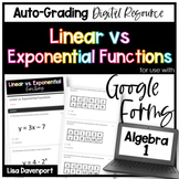Linear vs Exponential Functions Google Forms Homework