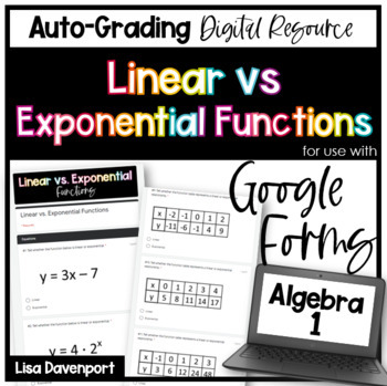 Preview of Linear vs Exponential Functions Google Forms Homework