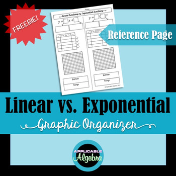 Preview of Linear vs. Exponential Functions - Graphic Organizer - Freebie!