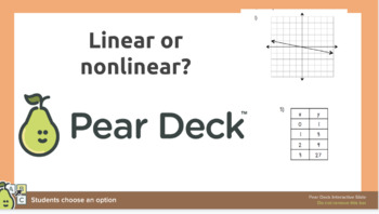Preview of Linear vs. NonLinear - Graphs, Tables, Equations - NO PREP PEARDECK 