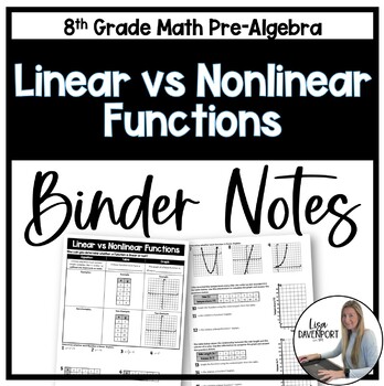 Preview of Linear vs Nonlinear Functions - 8th Grade Math Binder Notes
