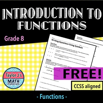 Preview of Introduction to Functions Worksheet