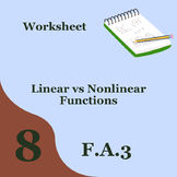 Linear vs Nonlinear Functions Worksheet for 8.F.A.3