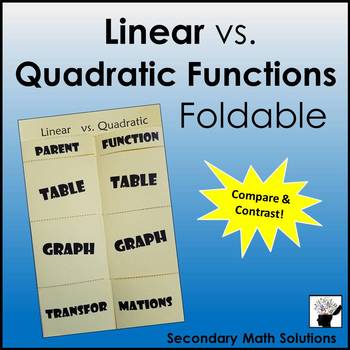 Preview of Linear vs. Quadratic Functions Foldable