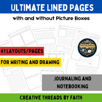 Preview of Lined Pages for Writing and Journaling - Template Pack w/ Picture Boxes