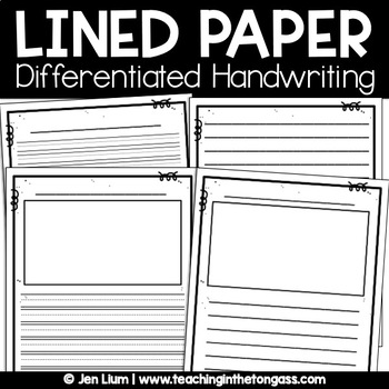 Preview of Primary Lined Writing Paper Template with and without Picture Box
