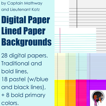 Preview of Lined Paper, Notebook Paper, Digital Paper Download