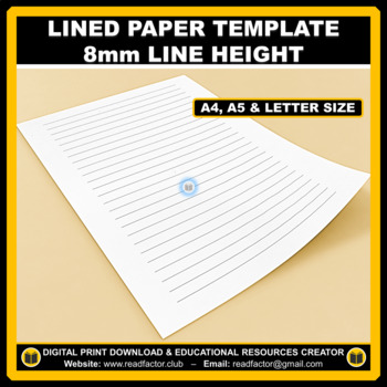 Preview of Lined Paper Template 8 mm Line Height - A4, A5 & Letter Size