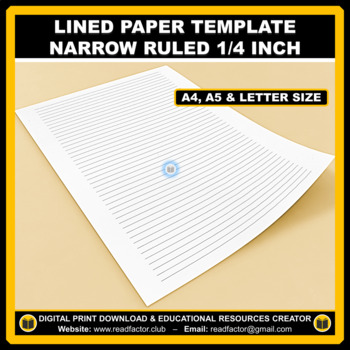 Lined Paper Template Narrow Ruled 1 4 Inch A5 Letter Size