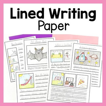 Preview of Lined Paper With Picture Boxes And Borders First Grade Writing Paper Templates