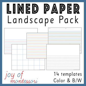 lined paper for kids landscape orientation by joy of montessori tpt
