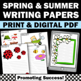 Spring Summer Break Writing Paper with Lines Picture Story