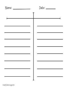 Lined T-Chart by simplylearningin1st | TPT