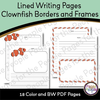 Preview of Lined Writing Pages Clownfish Clip Art