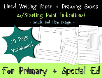 Preview of Lined Writing Paper + Drawing Boxes with Starting Point Indications