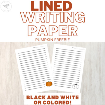 Preview of Lined Writing Paper Pumpkin Freebie