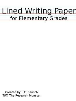 Preview of Lined Writing Paper for Elementary Grades