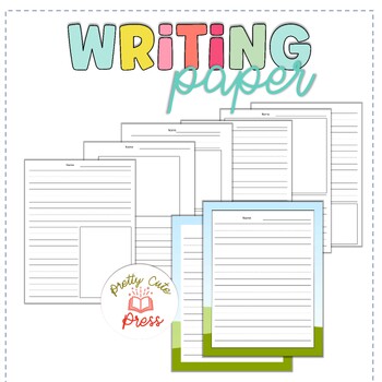 Lined Writing Paper for Kids Editable Canva Template by Pretty Cute Press