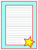 Lined Writing Paper with Stars (Light Blue, Yellow, and Red)