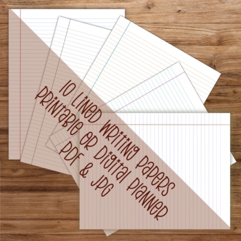 Preview of Lined Writing Papers for Printable or Digital Planner Page