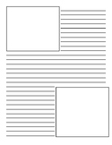 Lined writing paper template with two picture boxes