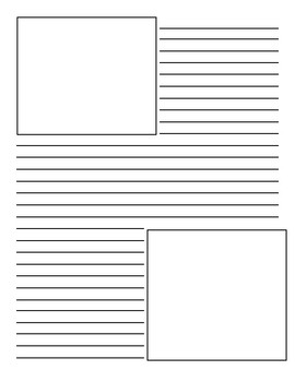 Preview of Lined writing paper template with two picture boxes
