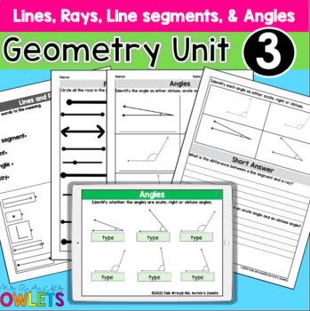 Preview of Lines, Line Segments, Points, Rays and Angles (Geometry Unit 3)- Print & Digital