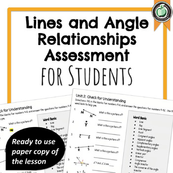 Preview of Lines and Angle Relationships Assessment