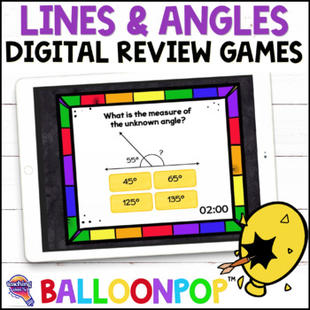 Preview of 4th Grade Lines and Angles Digital Math Review Games BalloonPop™