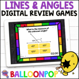 4th Grade Lines and Angles Digital Math Review Games BalloonPop™