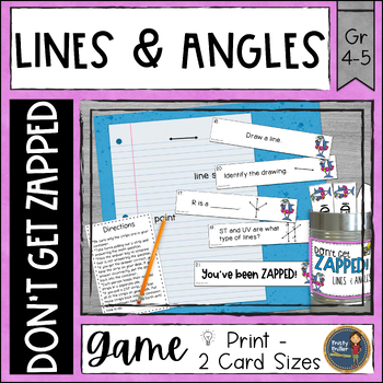 Preview of Lines and Angles Don't Get ZAPPED Partner Math Game - Math Center - Math Review