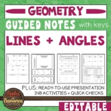 Lines and Angles - Guided Notes, Presentation and INB Activities