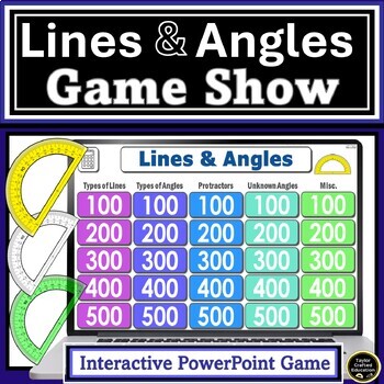 Preview of Lines and Angles Game Show| Identifying, Measuring, Finding Unknown Angles,Turns