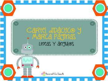Preview of Lines and Angles - Printable Anchor Chart and Bookmarks- Spanish
