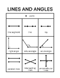 Lines and Angles Vocabulary Example Sheet