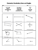 Lines and Angles Vocabulary Geometry Assessment  or Exit Slip