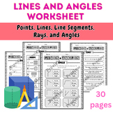Lines and Angles Worksheet | Points, Lines, Line Segments,